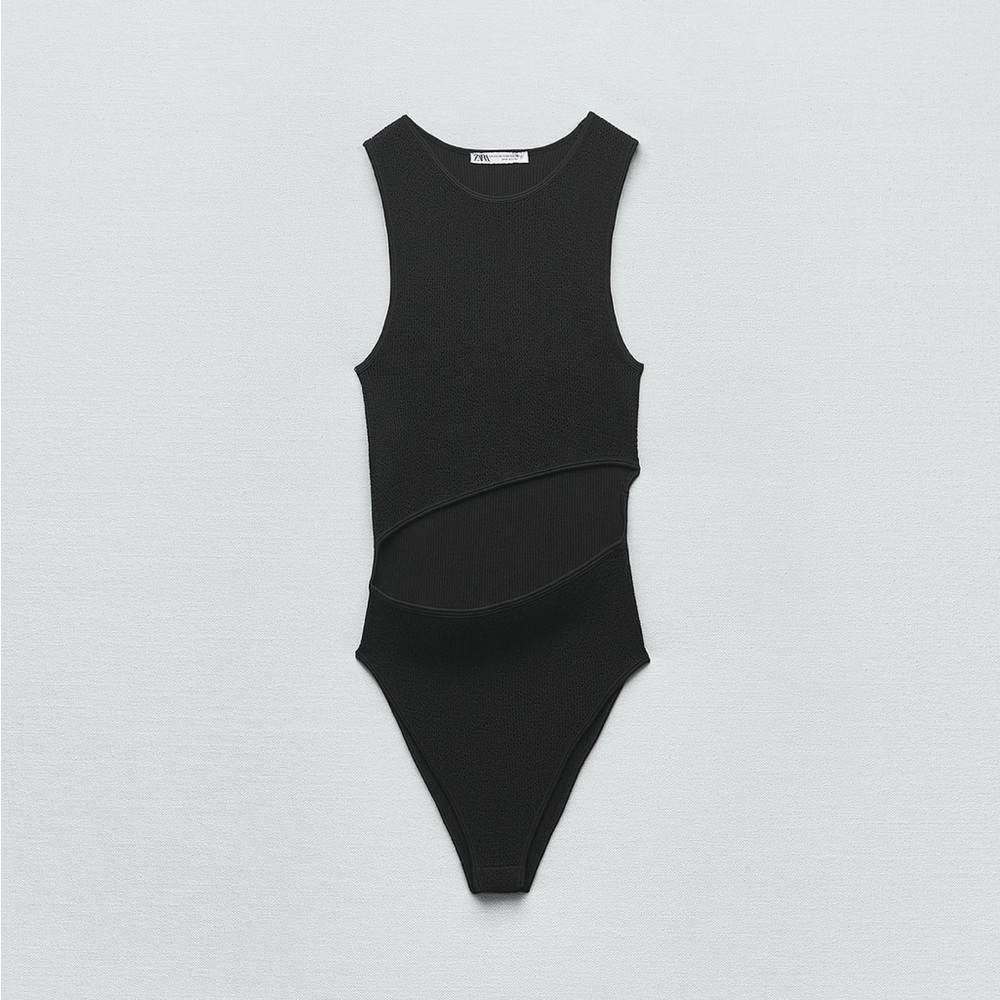 Zara Black Seamless Cutout Bodysuit